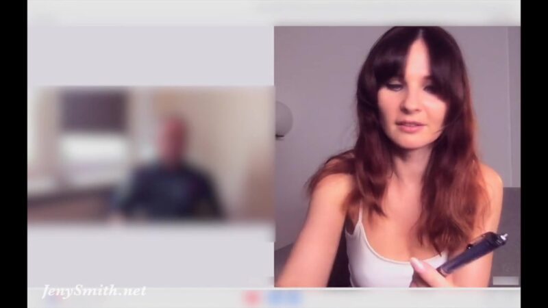 Jeny Smith flashes during Skype lesson