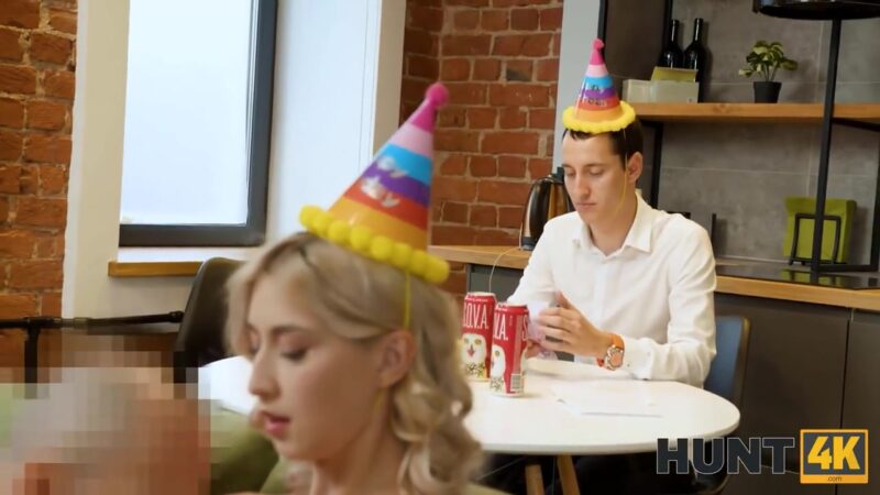HUNT4K. For cash lucky guy manages to fuck blonde in front of her BF