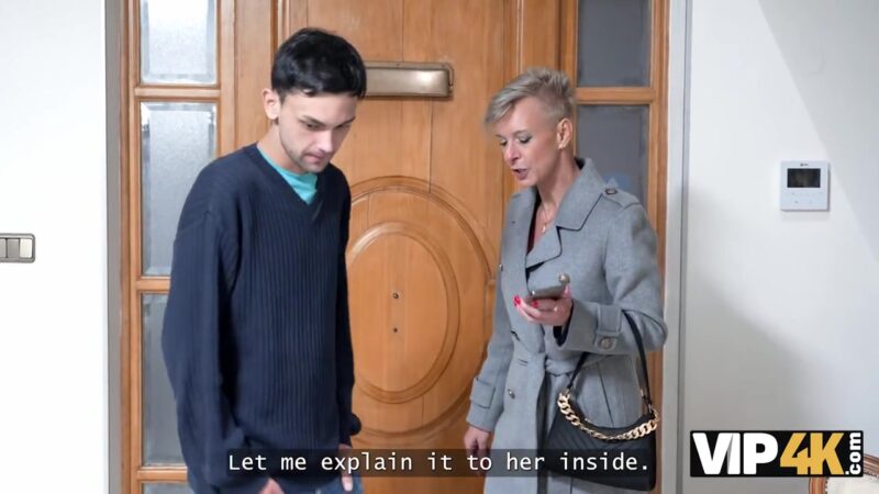 VIP4K. Mature dominant dame is fucking her friend’s obedient offspring