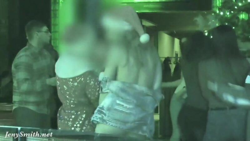 She wore only a tinsel at club! Public flashing