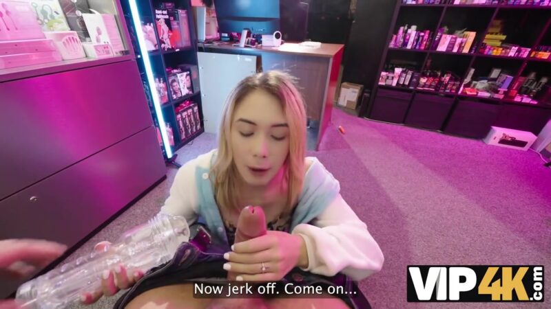 VIP4K. Blonde and shy salesgirl Rika Fane turns out to be a brunette sex demon