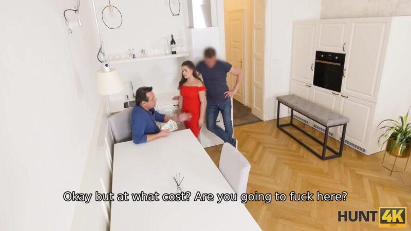 HUNT4K. Bad girl earns a lot of cash with her sexy body in front of her poor Step father