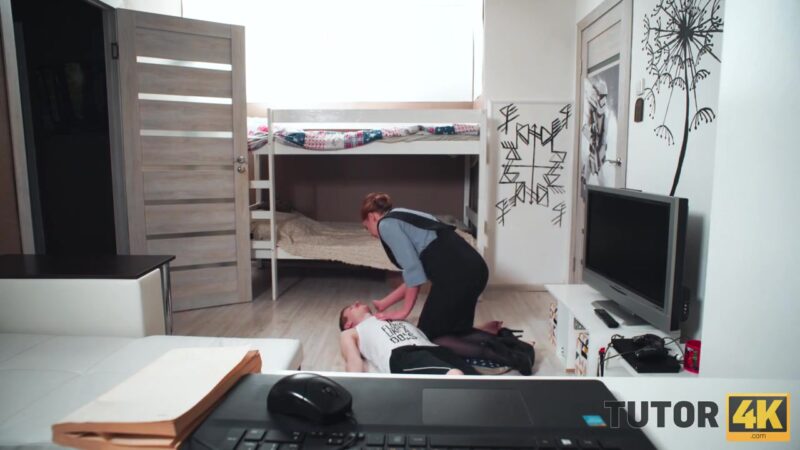 TUTOR4K. Older redhead isnt private teacher for man but just a slut