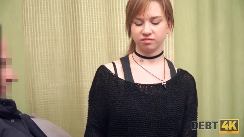 DEBT4k. Young debtor pays for debts using tender mouth and vagina