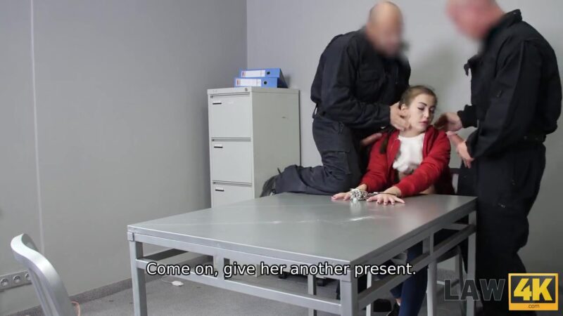 LAW4k. Two police officers penetrate tight vagina of teen 18+ criminal
