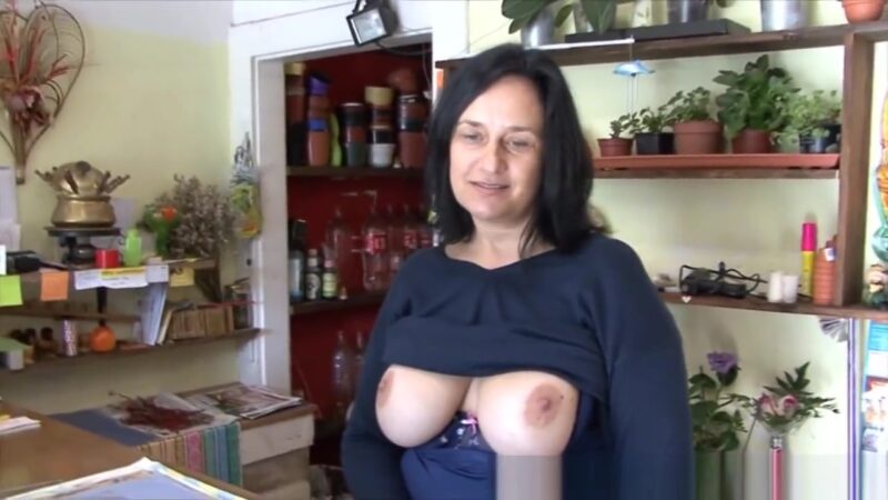 F-Sized Tits Mature Get Fucked in Flower Store