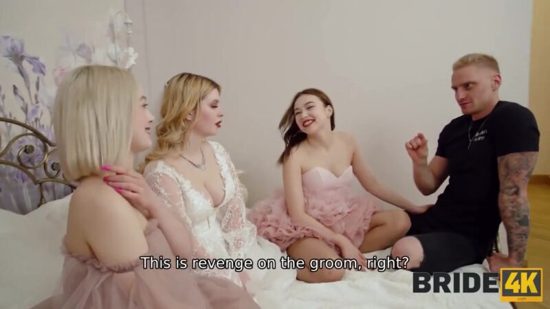 BRIDE4K. Babe shares her groom with two best friends right after the wedding ceremony