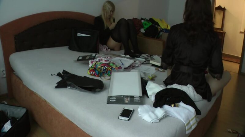 Leon Lambert - Hot Brunette Small Tits Girl Anita In Leather Dress And Hot Lingerie With High Heels Makes A Striptease