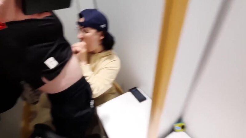 Horny Milf Wants Sex In At The Crowded Store. She Starts From Sloppy Blowjob