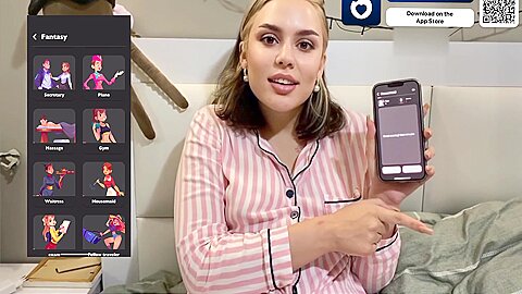 Sexy Student 18+ Plays The Role Of A Horny Maid Using A Dating App