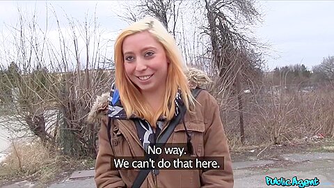Innocent Redhead Teen 18+ Bends Over For Cash - Outdoor Sex For Money
